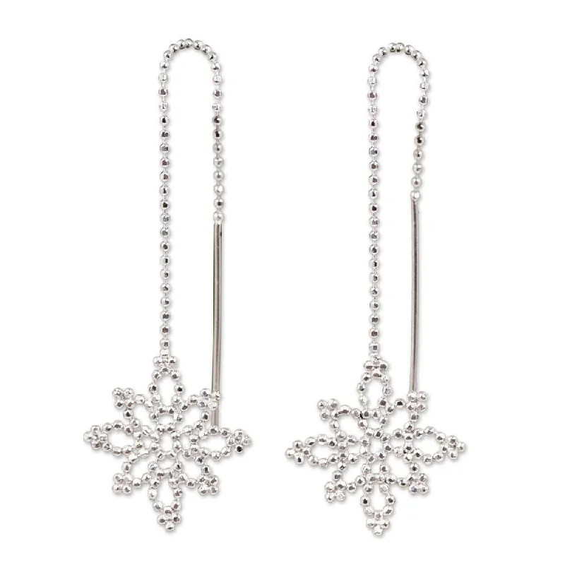 tarnished rose stack earrings-NOVICA Handmade Sterling Silver Silver Snowflakes Earrings (Thailand) - 1.7L*0.6W