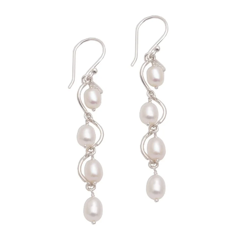 adjustable blaze earrings-NOVICA Heavenly Trail, Cultured pearl dangle earrings - 2.5*0.3