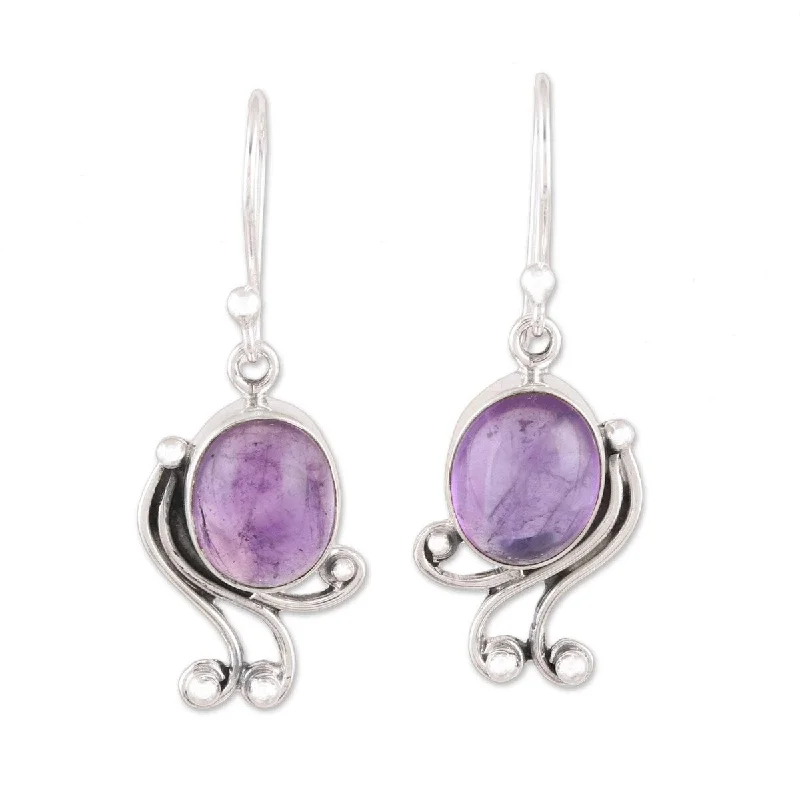 modern contoured drop earrings-NOVICA Pleasing Violet, Amethyst dangle earrings - 1.5L*0.6W