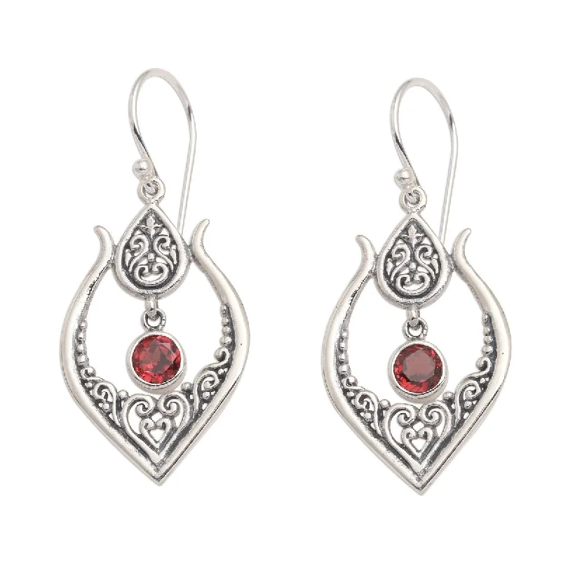 striking ruby dangle earrings-NOVICA Red Flash, Garnet dangle earrings - 1.8*0.8