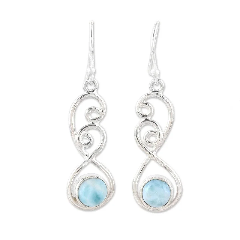 modern sculpted drop earrings-NOVICA Sky Swirl, Larimar dangle earrings - 1.8*0.4