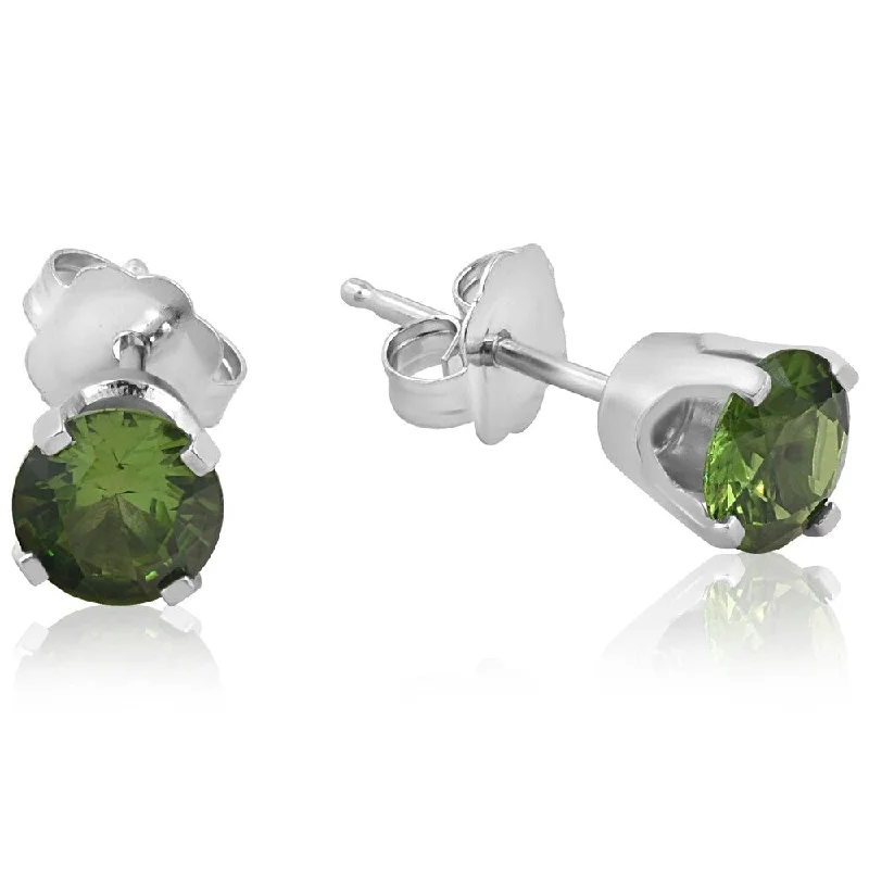 adjustable branch summit earrings-Peridot Studs 14K White Gold 4mm 1/2ct TDW