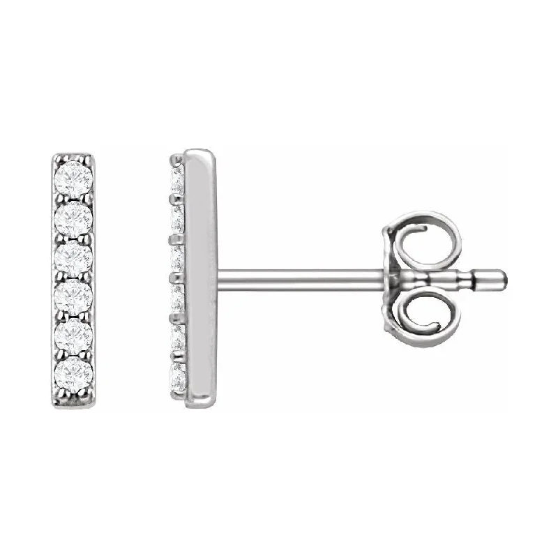 inscribed dynasty drop earrings-Platinum 1/10 CTW Diamond Bar Earring for Women