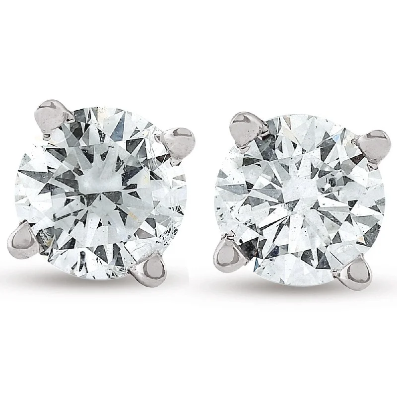 minimalist ridge peak earrings-Pompeii3 1 ct TDW Diamond Studs Available in 14k White or Yellow Gold