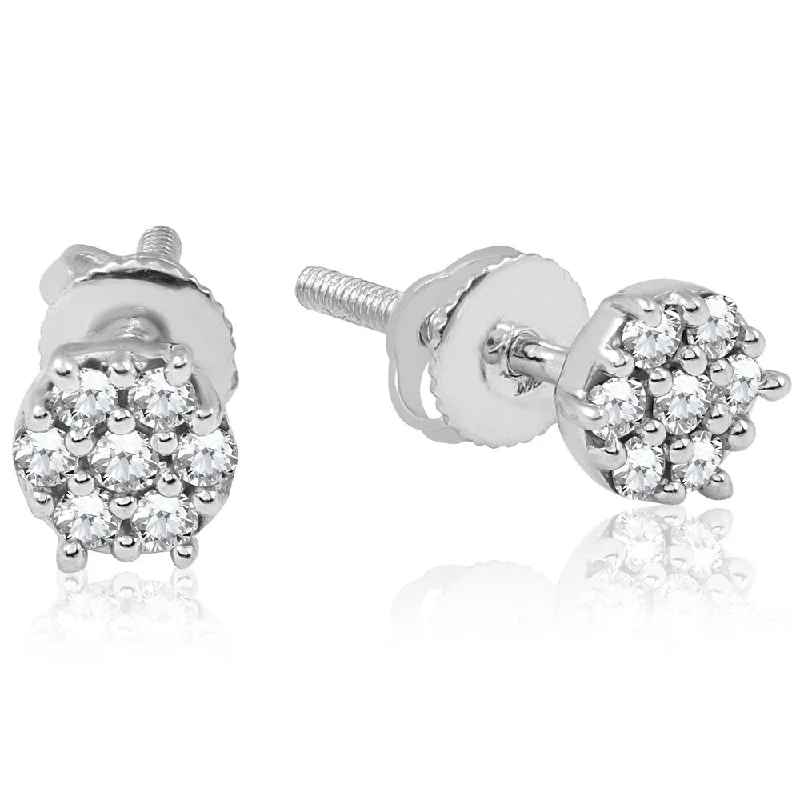 adjustable willow crest earrings-Pompeii3 10k White Gold 1/4 ct TDW Diamond Cluster Studs