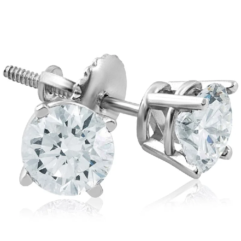 nature-themed crest peak earrings-Pompeii3 14k White Gold 1 ct TDW Diamond Clarity Enhanced Screw Back Studs (G-H,SI1-SI2)