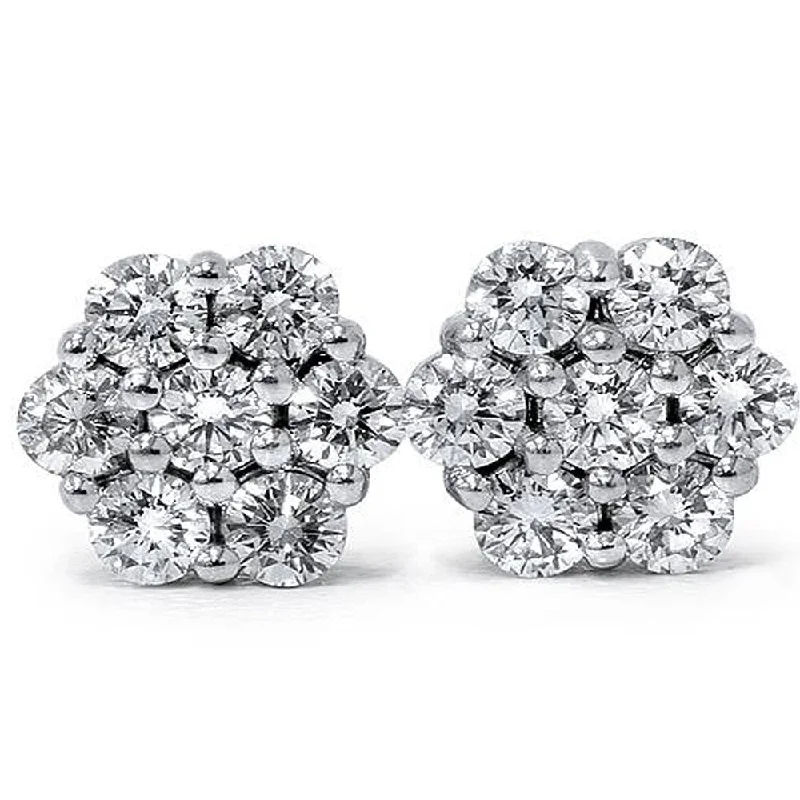 inscribed eternity stud earrings-Pompeii3 14k White Gold 1 Ct TDW Diamonds Studs