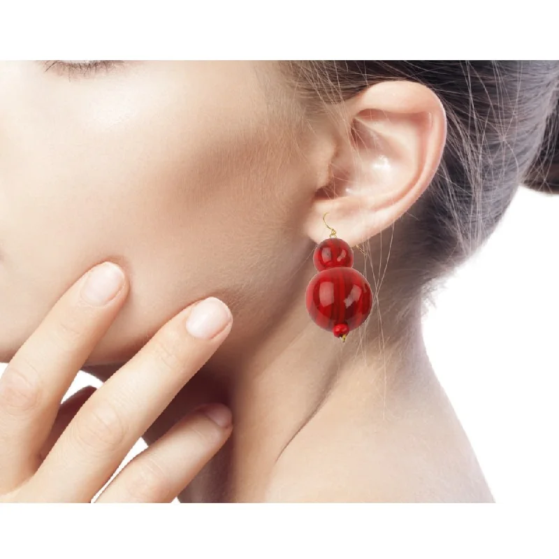 bold topaz summit peak earrings-Recycled Plastic 'Dzidzo in Red' Beaded Earrings (Ghana)