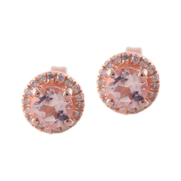 rustic topaz hoop earrings-Rose Gold over Silver 1/6ct TDW Diamond and Morganite Stud Earrings