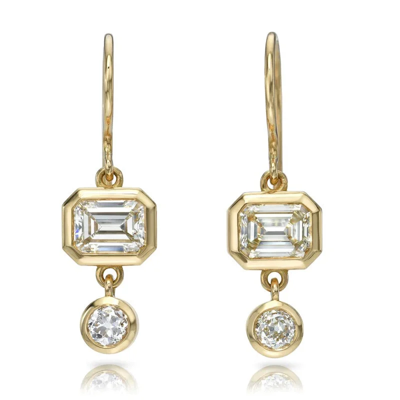 modern sleek crest peak earrings-Single Stone Paloma Double Drop Earrings