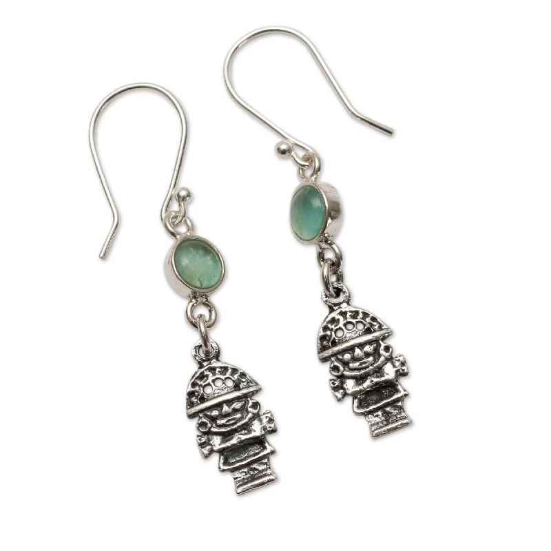 nature-themed willow earrings-Sterling Silver 'Inca Tumi' Opal Earrings (Peru)