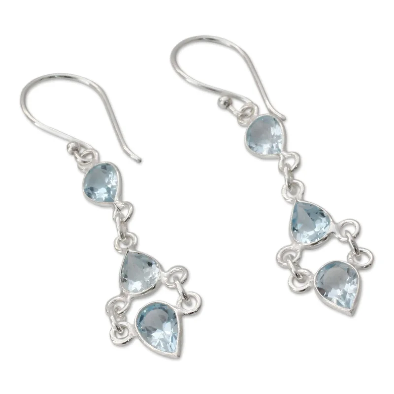 vintage-style opal earrings-Sterling Silver 'Mystic Wonder' Blue Topaz Earrings