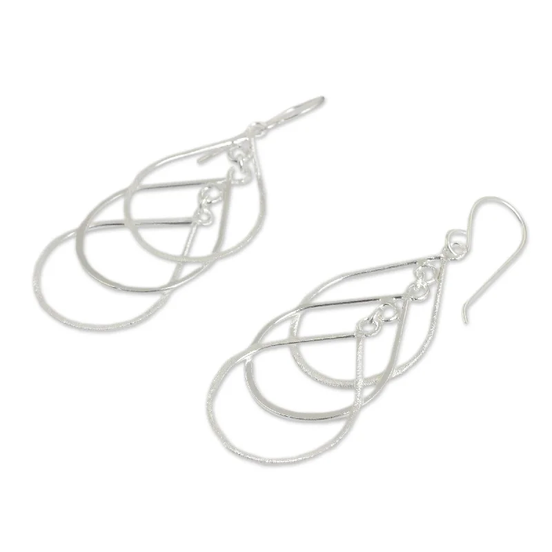 inscribed heritage drop earrings-Sterling Silver Raindrops Earrings (Thailand)