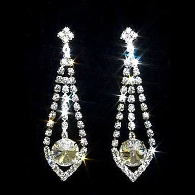 bold topaz summit peak earrings-Teardrop Pendulum Swarovski Crystal Rhinestone Earrings