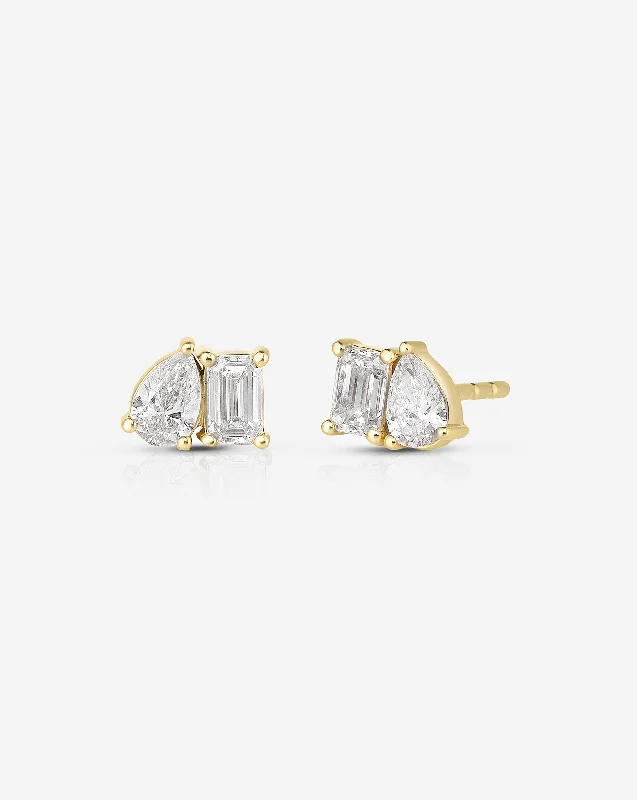 artisan-crafted jade earrings-Toi et Moi Diamond Studs