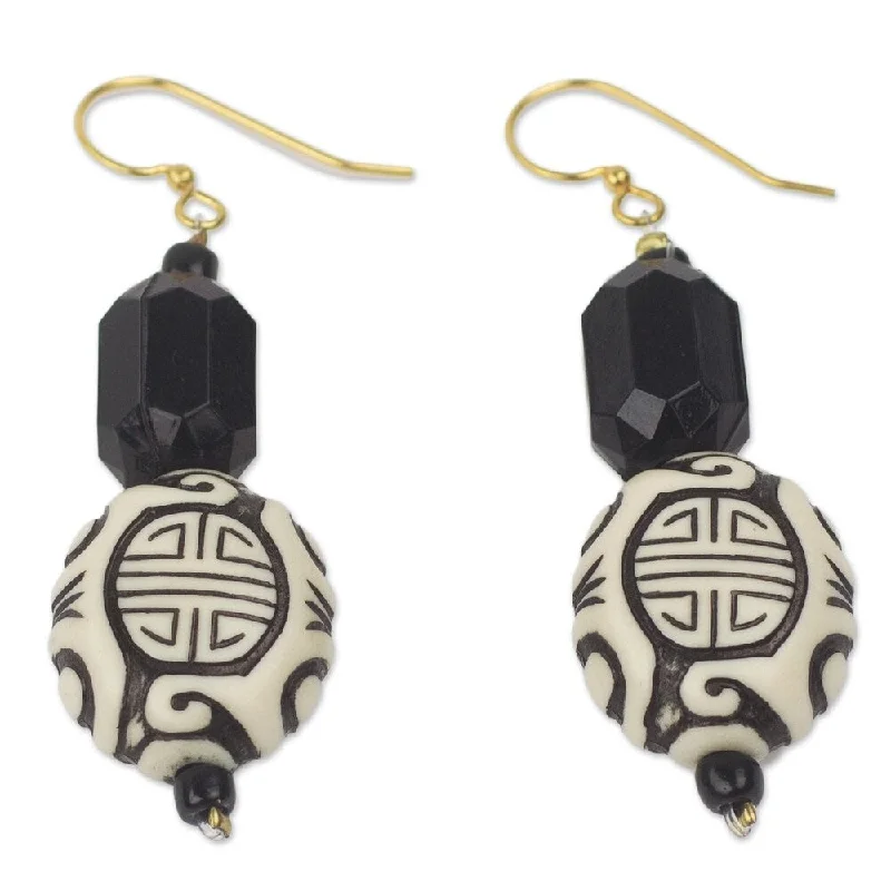 adjustable crest ridge earrings-Upcycled Plastic Brass 'Gift from Asia' Earrings - 2.4L*0.8W