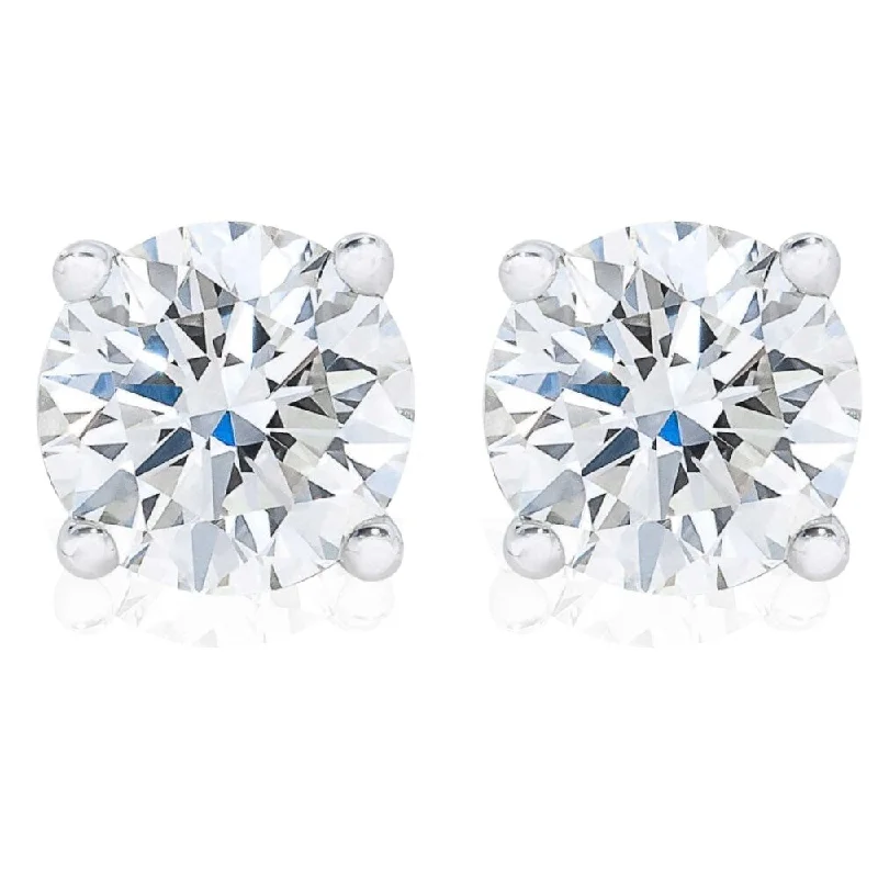 bohemian crest peak earrings-VS 2 1/3Ct Lab Grown Diamond Screwback Studs in White or Yellow Gold