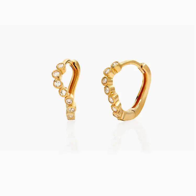 vintage-style emerald earrings-Wavy hoops gold earrings