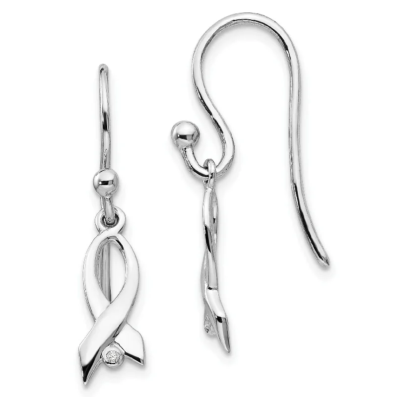 adjustable willow summit earrings-White Ice .01ct Diamond Ribbon Dangle Earrings Sterling Silver